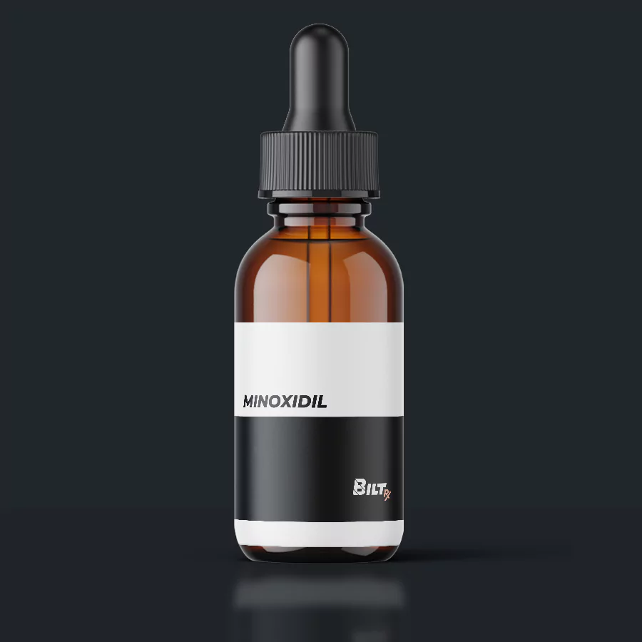 Minoxidil topical bottle used to treat hair loss and promote regrowth